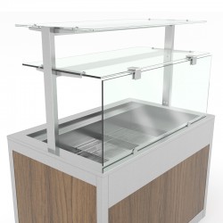 Slim C - Structure vitrée frontale en verre trempé pour service arrière avec étagère vitrée - SLIMC02