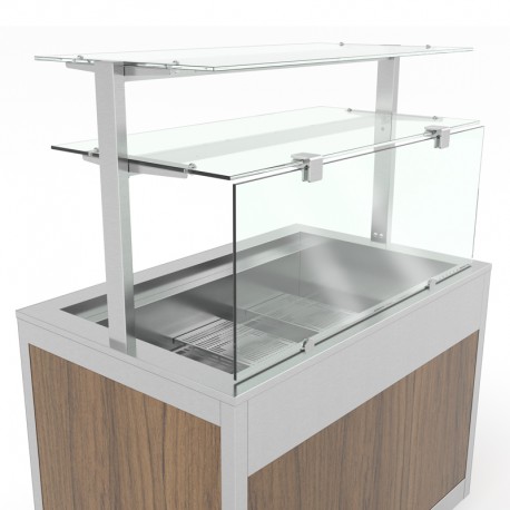 Slim C - Structure vitrée frontale en verre trempé pour service arrière avec étagère vitrée - SLIMC04