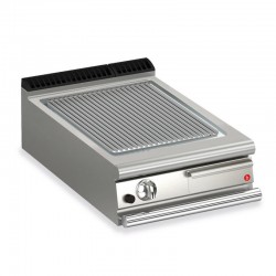 Plancha rainurée gaz avec revêtement chrome brossé - 505 x 490 mm - Gamme QUEEN 700 - 70QSFTTG617 - Baron