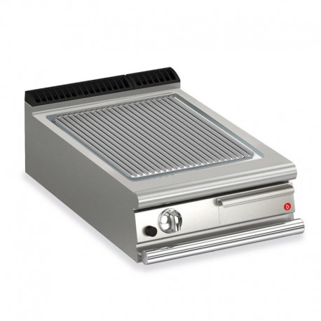 Plancha rainurée gaz avec revêtement chrome brossé - 505 x 490 mm - Gamme QUEEN 700 - 70QSFTTG617 - Baron