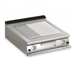 Plancha 1/3 rainurée gaz avec revêtement chrome brossé - 505 x 490 mm - Gamme QUEEN 700 - 70QSFTTG627 - Baron