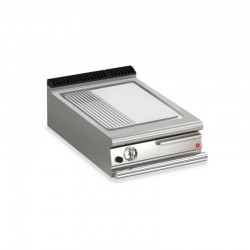 Plancha 1/3 rainurée gaz avec revêtement chrome brossé - 505 x 660 mm - Gamme QUEEN 900 - 90QSFTTG627 - Baron