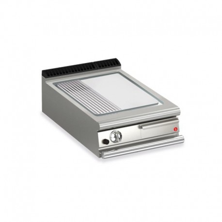 Plancha 1/3 rainurée gaz avec revêtement chrome brossé - 505 x 660 mm - Gamme QUEEN 900 - 90QSFTTG627 - Baron