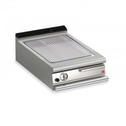Plancha rainurée gaz avec revêtement chrome brossé - 505 x 660 mm - Gamme QUEEN 900 - 90QSFTTG617 - Baron