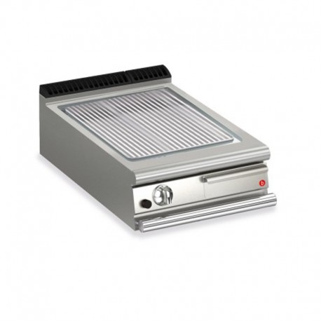 Plancha rainurée gaz avec revêtement chrome brossé - 505 x 660 mm - Gamme QUEEN 900 - 90QSFTTG617 - Baron