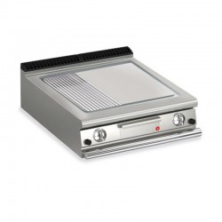Plancha 1/3 rainurée gaz avec revêtement chrome brossé - 705 x 660 mm - Gamme QUEEN 900 - 90QSFTTG827 - Baron