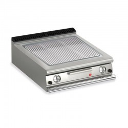 Plancha rainurée gaz avec revêtement chrome brossé - 705 x 660 mm - Gamme QUEEN 900 - 90QSFTTG817 - Baron