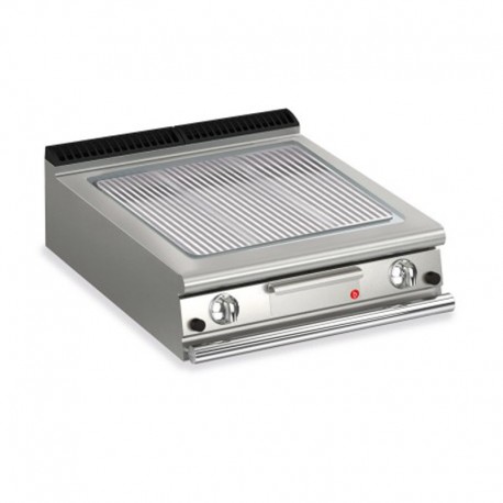 Plancha rainurée gaz avec revêtement chrome brossé - 705 x 660 mm - Gamme QUEEN 900 - 90QSFTTG817 - Baron