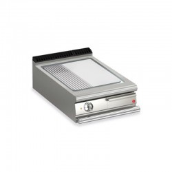 Plancha 1/3 rainurée électrique avec revêtement chrome brossé - 505 x 660 mm - Gamme QUEEN 900 - 90QSFTE627 - Baron