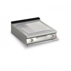 Plancha 1/3 rainurée électrique avec revêtement chrome brossé - 705 x 660 mm - Gamme QUEEN 900 - 90QSFTE827 - Baron