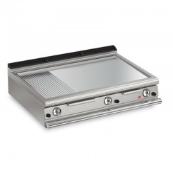 Plancha 1/3 rainurée gaz avec revêtement AISI 430 - Largeur 1200 mm - Gamme QUEEN 900 - 90QFTTG1223 - Baron