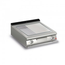 Plancha 1/3 rainurée électrique avec revêtement chrome brossé - 705 x 490 mm - Gamme QUEEN 700 - 70QSFTE827 - Baron