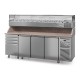 Table à pizza prof. 800 - 600 x 400 avec vitrinette 12 x GN 1/3 - 3 portes + 4 tiroirs neutres à patons - DALMEC - PZ8034T13-4