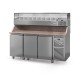 Table à pizza prof. 800 - 600 x 400 avec vitrinette 9 x GN 1/4 - 3 portes - DALMEC - PZ80314-4
