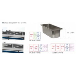 Saladette positive +4/+10°C sans groupe logé - 4 GN 1/1 - 460 L - 3 portes pleines - Prof. 700 - SAL703SGC-3 - Dalmec