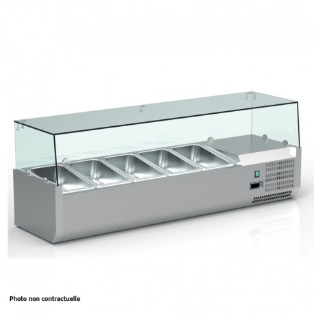 Vitrine réfrigérée positive +2/+8°C pour table à pizza - 5 bacs GN 1/3 + 1 bac GN 1/2 - VRX153 - Nosem