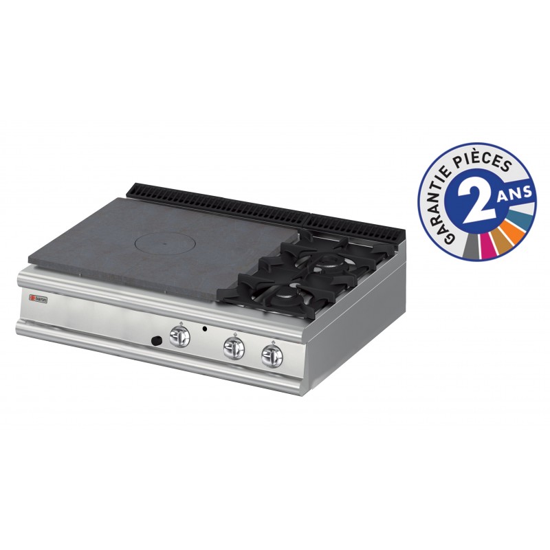 Baron Gamme 700 Top 2 feux vifs gaz avec plaque coup de feu