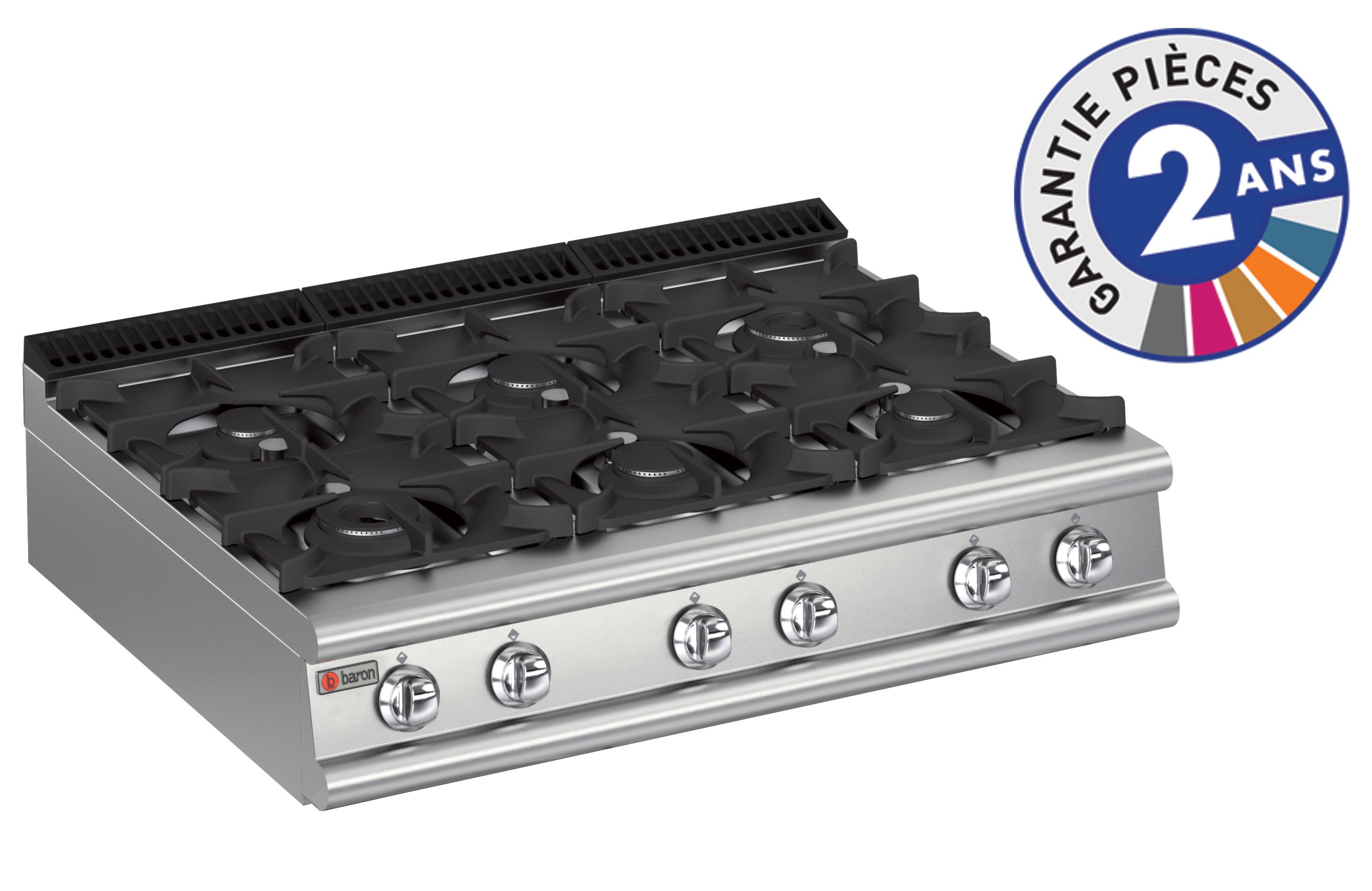 Plaque de cuisson avec allumage automatique Top 6 feux vifs gaz Gamme 900 Baron