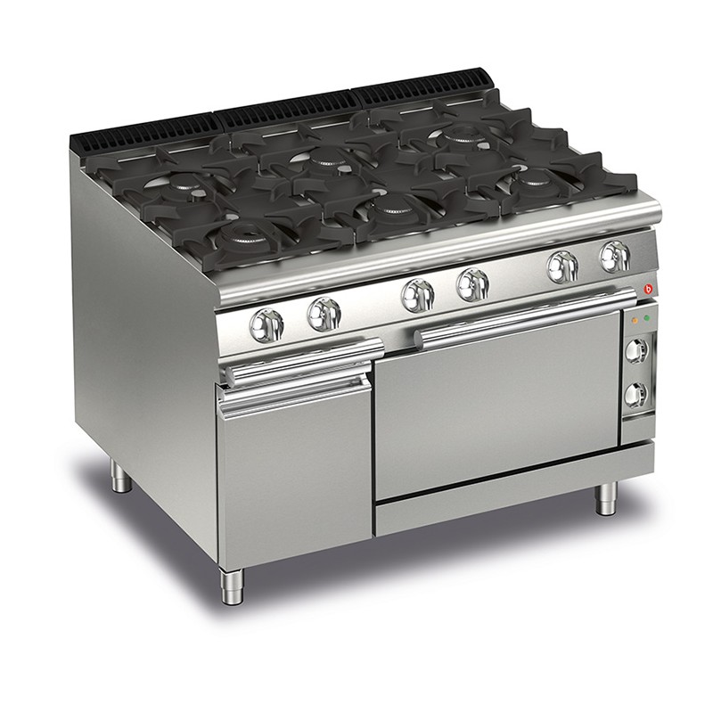 Feux vifs cuisiniere a gaz 6 feux sur four a gaz avec grill electrique