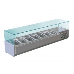 Vitrine réfrigérée positive +2/+8°C pour table à pizza - 8 bacs GN 1/3 - V18GN13 - Nosem