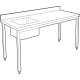 Table adossée inox avec bac profondeur 700 mm - Bac à gauche - Longueur 1200 mm - TACFG712T