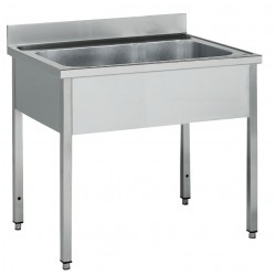 Plonge pâtissière inox - 1 bac - Profondeur 700 mm - Longueur 1000 mm - Sans étagère - PGGN10T