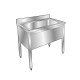 Plonge pâtissière inox - 1 bac - Profondeur 700 mm - Longueur 1000 mm - Sans étagère - PGGN10T