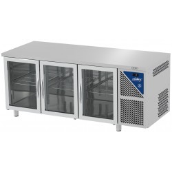 Tabe réfrigérée vitrée positive 0/+10°C - 350 L - 3 portes - Prof. 600 - 430 x 325 - SN603CV-3 - Dalmec