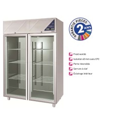 Armoire réfrigérée positive -2/+10°C - 2 portes vitrées - 1200 L - Sans groupe logé - DA1200PSGV-3 - Dalmec