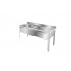 Plonge inox 2 bacs - Egouttoir à droite - Profondeur 700 mm - Longueur 2000 mm - PG186DPT