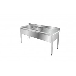 Plonge inox 2 bacs - Egouttoir à droite - Profondeur 700 mm - Longueur 2000 mm - PG186DPT