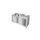 Plonge inox 2 bacs - Egouttoir à droite - Profondeur 700 mm - Longueur 2000 mm - PG186DPT