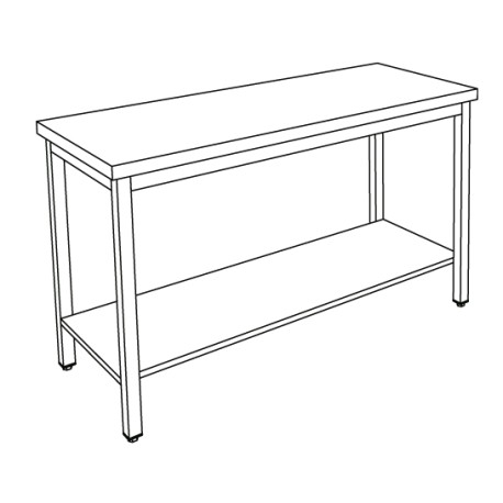 Table inox profondeur 700 mm - Longueur 800 mm - Avec étagère - TTC708ET