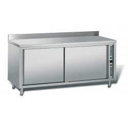 Meuble adossé inox chauffant profondeur 700 mm - Simple face - Longueur 1600 mm - TCH16ET