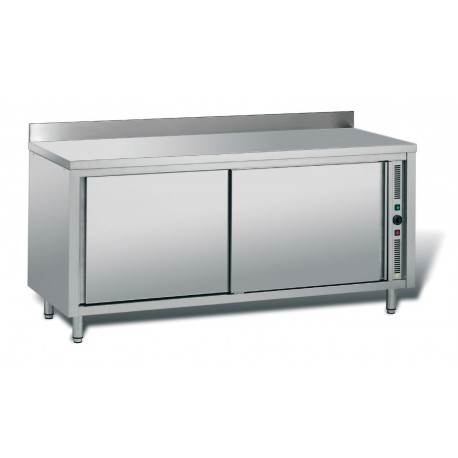 Meuble adossé inox chauffant profondeur 700 mm - Simple face - Longueur 1800 mm - TCH18ET