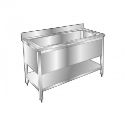 Plonge pâtissière inox - 1 bac - Profondeur 700 mm - Longueur 1000 mm - Avec étagère - PGGN10ET